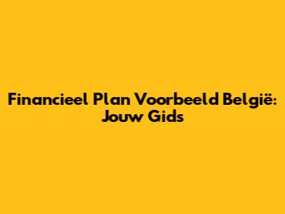 Financieel Plan Voorbeeld België: Jouw Gids